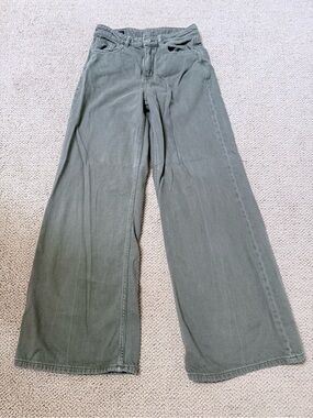 Zara Olive Green Wide-Leg Jeans